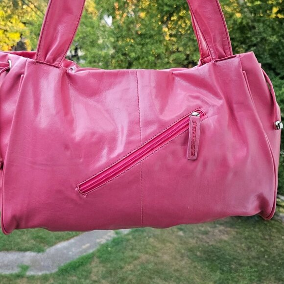 Women Fashion Shoulder Bag Purse Pink Faux Vegan Leather Bag Handbag - Picture 10 of 13